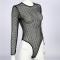 Women Sexy Lingerie Long Sleeve Mesh Transparent See Through Teddy Lace Fishnet Bodysuit 